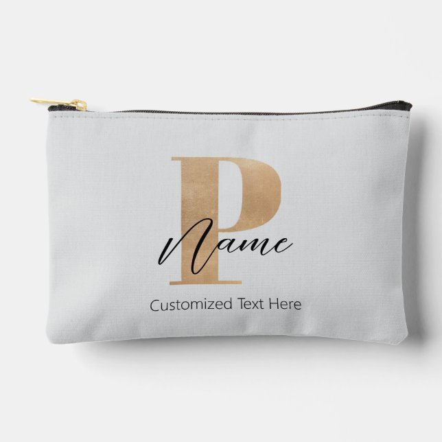 Moderne Mit Monogramm P & Name Personalisiert Zubehörtasche (Vorderseite)