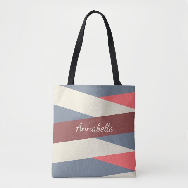 Moderne Mit Monogramm Pink & BlueTote Tasche (Vorderseite)