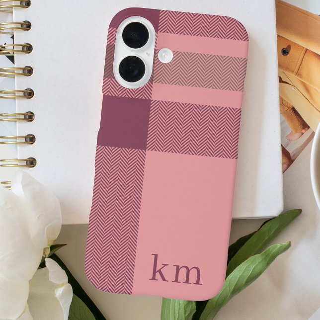 Moderne Mit Monogramm Rosa Girly Case-Mate iPhone Hülle (Von Creator hochgeladen)