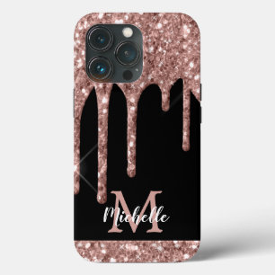 Moderne Mit Monogramm Rose Gold Glitzer Tropfen Ca Case-Mate iPhone Hülle