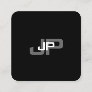 Moderne Mit Monogramm Schwarz-weiße Vorlage Quadratische Visitenkarte