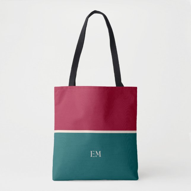 Moderne Mit Monogramm Tote Tag Rote Grüne (Vorderseite)