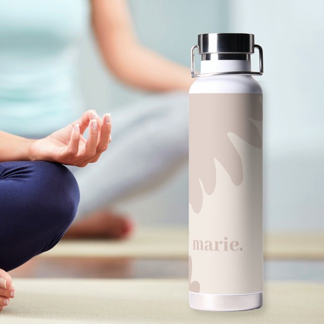 Moderne Mit Monogramm Wasserflasche Trinkflasche (Personalized water bottle, with modern muted earthy tones, great for yoga practice)