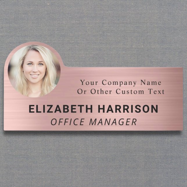 Moderne Mitarbeiter Foto ID Rose Gold Namensschild (Von Creator hochgeladen)