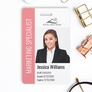 Moderne Mitarbeiter-Foto-Logo-Name Rosa ID Ausweis
