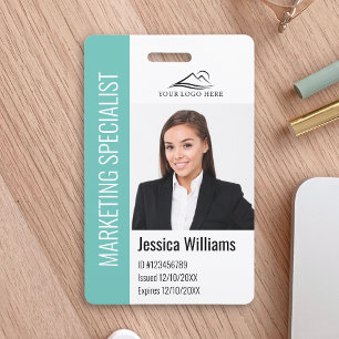 Moderne Mitarbeiter-Foto-Logo-Name-Teal-ID Ausweis