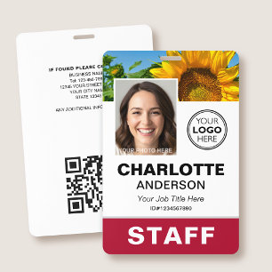 Moderne Mitarbeiter-ID-Foto Geschäft Logo Rot Pers Ausweis