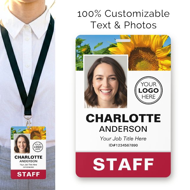 Moderne Mitarbeiter-ID-Foto Geschäft Logo Rot Pers Ausweis (Von Creator hochgeladen)
