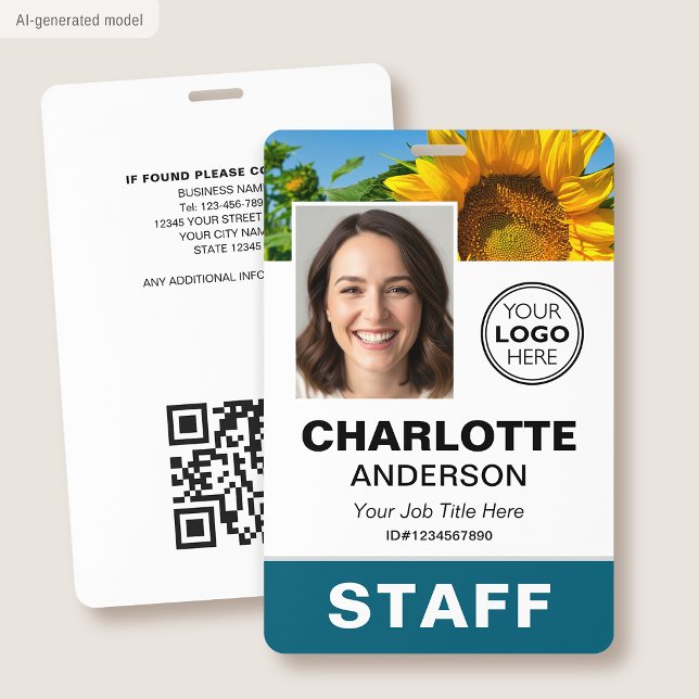 Moderne Mitarbeiter-ID-Foto-Logo Teal Personal Ausweis (Von Creator hochgeladen)