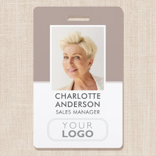 Moderne Mitarbeiter-ID Name Firmenlogo Taupe Ausweis