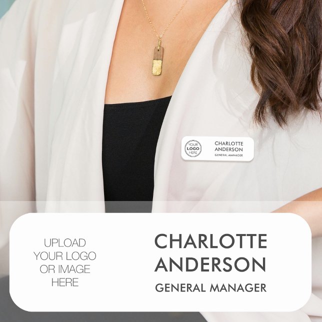 Moderne Mitarbeiter-Logo-Weiß Dunkelgrau Namensschild (Von Creator hochgeladen)