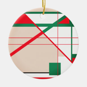 Moderne Mitte des Jahrhunderts in Rot Grün auf Wei Keramik Ornament
