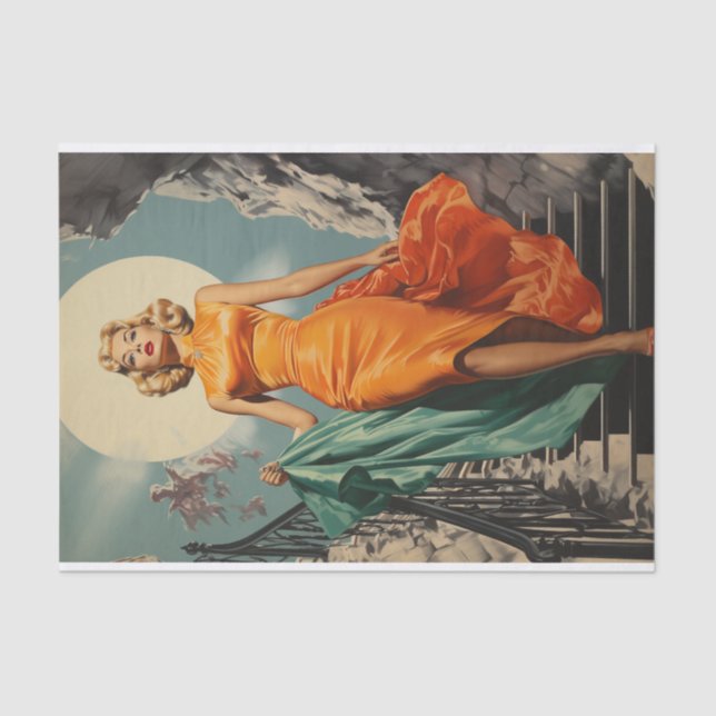 Moderne Mitte des Jahrhunderts Seidenpapier (Vorderseite)