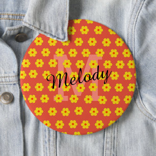 moderne Mitte des Jahrhunderts süße retro florale Button