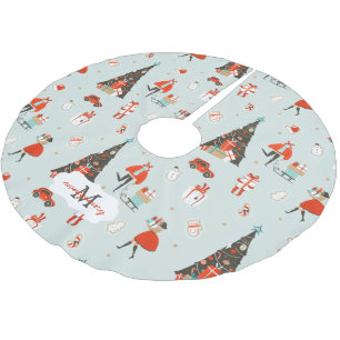 Moderne Mitte des Jahrhunderts   Weihnachtsfeierta Polyester Weihnachtsbaumdecke