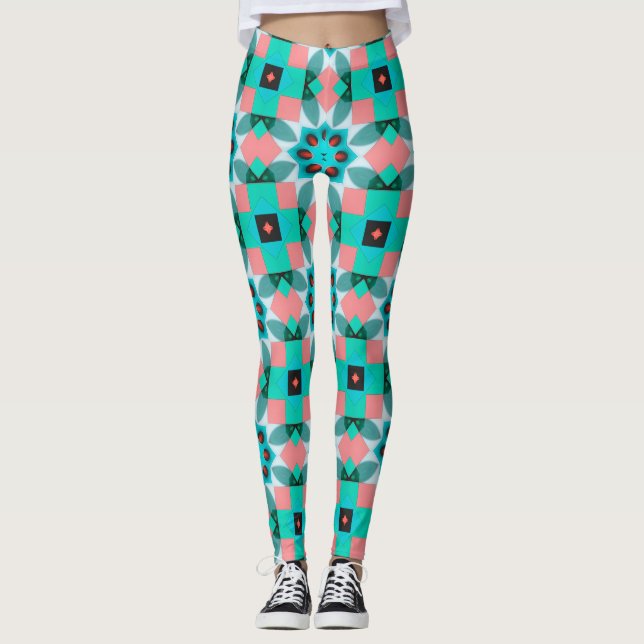 Moderne Mittelmeer-Musterleggings Leggings (Vorderseite)