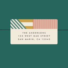 Moderne Mixed Stripes Holiday Rücksendeadresse Adressaufkleber