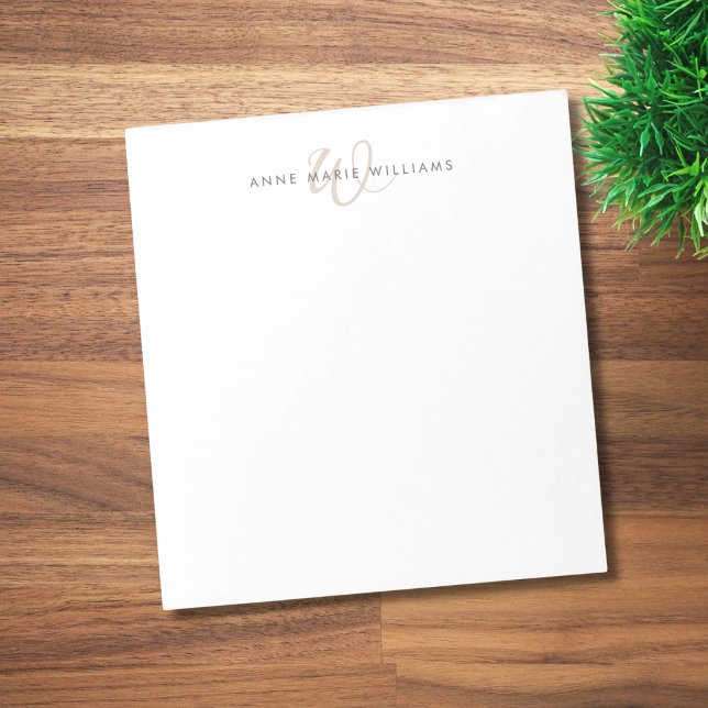 Moderne Mocha-Braun-Schrift-Monogramm Notizblock (Von Creator hochgeladen)