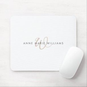 Moderne Mocha-Braune Schriftmonogramm Mousepad
