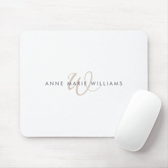 Moderne Mocha-Braune Schriftmonogramm  Mousepad (Mit Mouse)