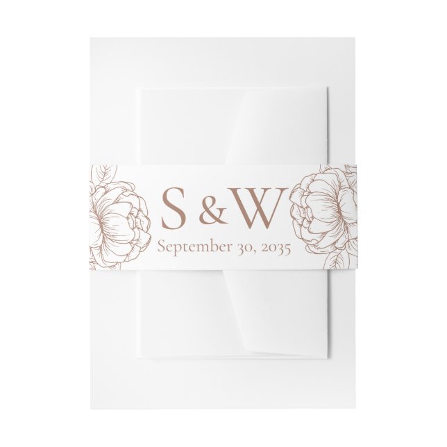 Moderne Mocha Mousse Boho Blumen Minimal Wedding Einladungsbanderole (Vorderseite Beispiel)