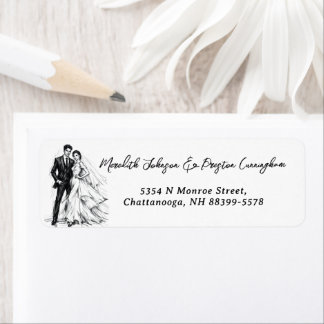 Moderne Mode-Kohlezeichnung Brautpaar-Hochzeit