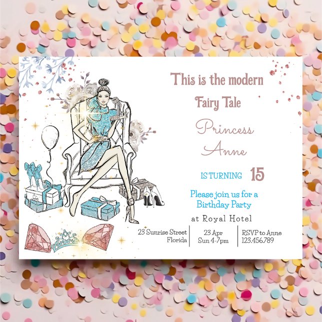 Moderne Mode Princess Royal Birthday Einladung (Von Creator hochgeladen)