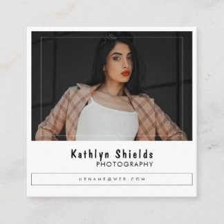 Moderne Mode-Typografie Minimalistische Foto-Quadr Quadratische Visitenkarte