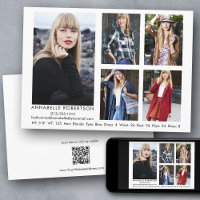 Moderne Modell Actor 5 Foto QR Code Back Comp Card