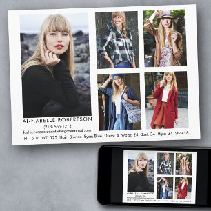Moderne Modell- und Schauspieler-5-Foto-Comp-Karte Einladung