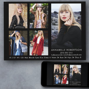 Moderne Modell- und Schauspieler-5-Foto-Comp-Karte Einladung