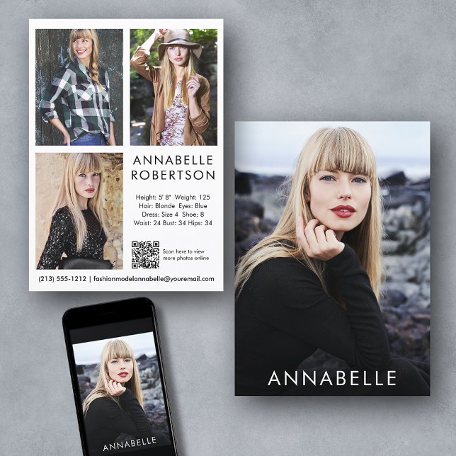 Moderne Modellierung 4 Foto QR Code Modell Comp Ca Einladung (Customize to change background color, text size or text style. Available for prints and download.)