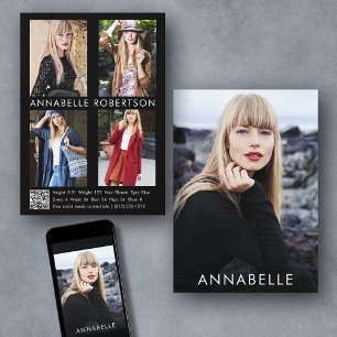 Moderne Modellierung 5 Foto QR Code Comp Card Einladung