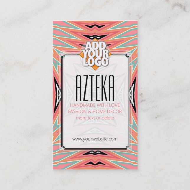Moderne Modepasten Aztec Muster Business Card Visitenkarte (Vorderseite)