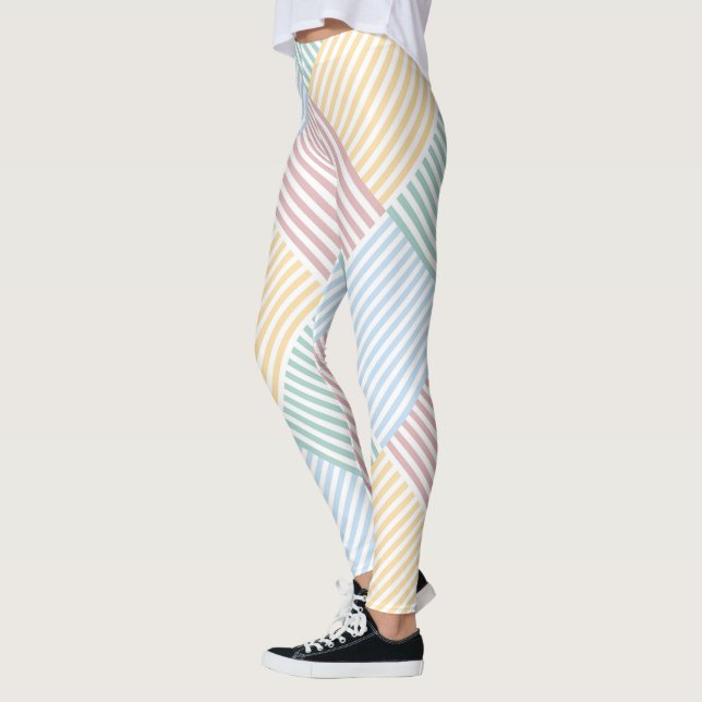Moderne Moderne Elegant Rosa Rose Blau Gelb Leggings (Links)