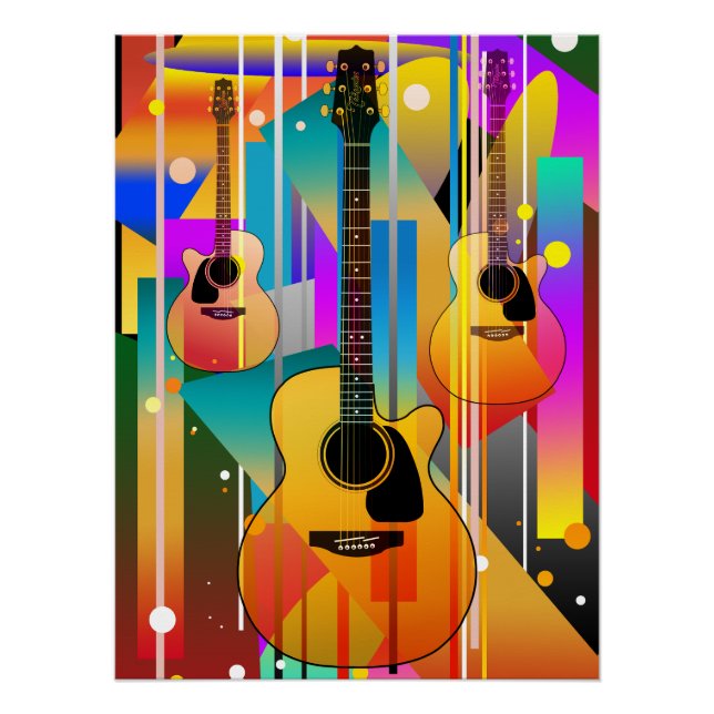 Moderne moderne geometrische Gitarre Poster (Vorderseite)