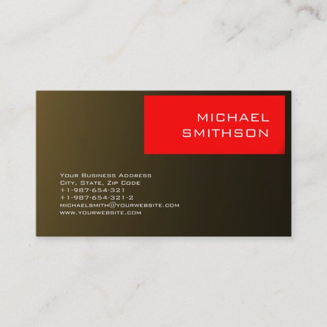 Moderne moderne Gold Red Strip Business Card Visitenkarte (Vorderseite)