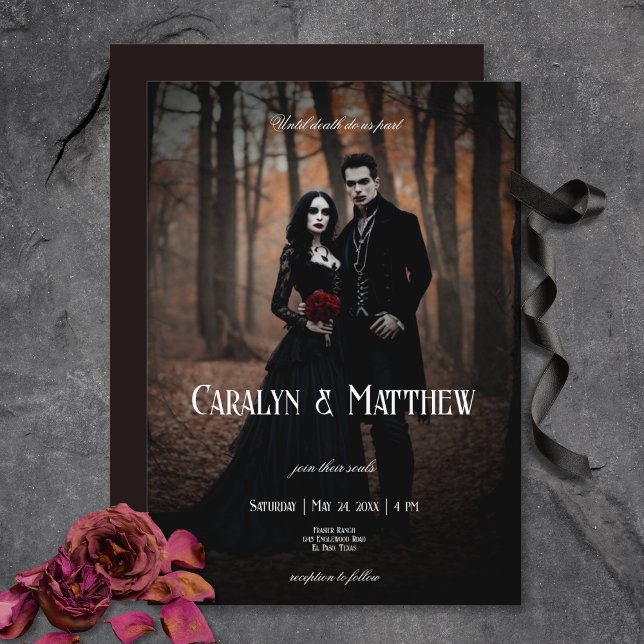 Moderne, moderne Gothic-Foto Dark Wedding Einladung (Modern Moody Gothic Photo Dark Wedding Invitation)