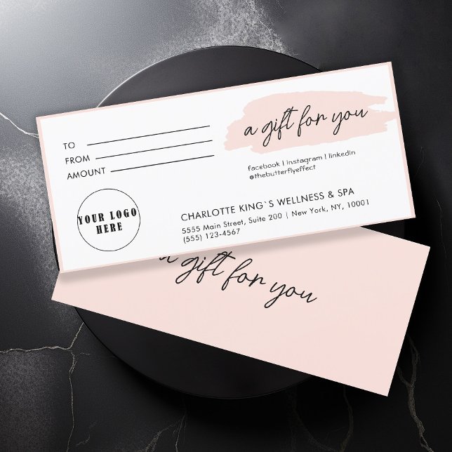 Moderne, moderne Handschrift, Logo, hellrosa (Personalized, trendy, modern, handwriting, logo, light-pink gift certificate.)