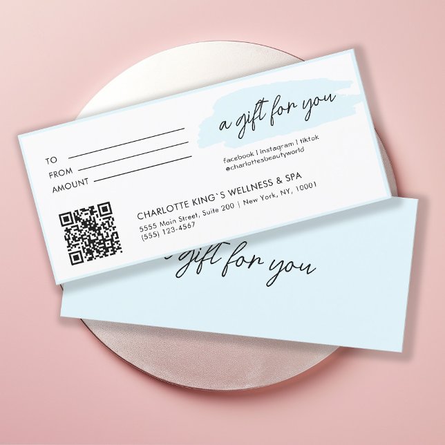 Moderne, moderne Handschrift, mit Qr-Code, blau (Von Creator hochgeladen)