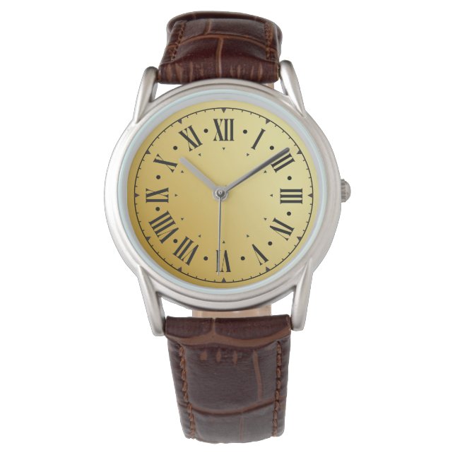 Moderne moderne Klassik Brown Leather Watch Armbanduhr (Vorderseite)