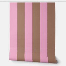 Moderne moderne Mocha Brown Pink Streifen Tapete