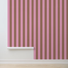 Moderne moderne Mocha Brown Pink Streifen Tapete