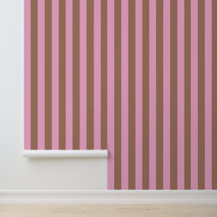 Moderne moderne Mocha Brown Pink Streifen Tapete