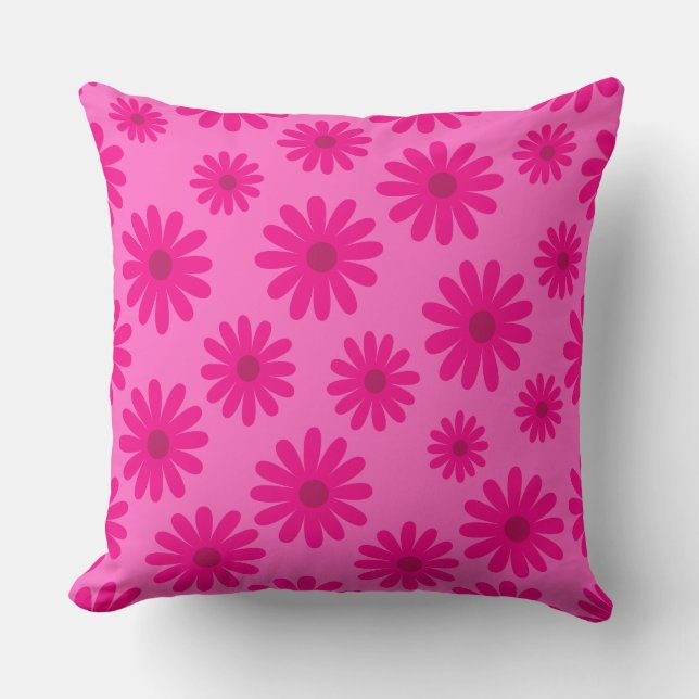 Moderne Moderne Moderne Retromuster rosa Kissen (Vorderseite)