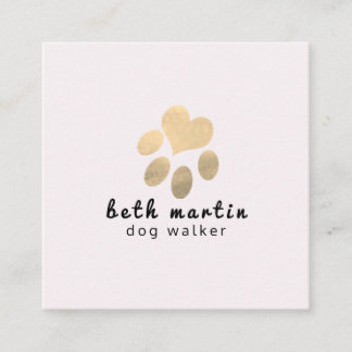 Moderne, moderne Pink- und Gold-Pet-Paws-Sitter Quadratische Visitenkarte