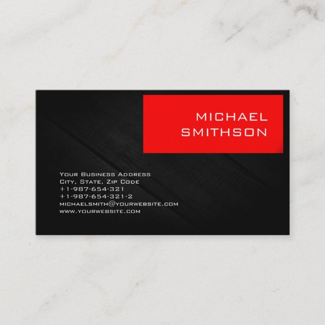 Moderne moderne Red Strip Gray Business Card Visitenkarte (Vorderseite)