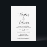 Moderne moderne Schwarz-weiße Hochzeit Einladung<br><div class="desc">Moderne Schwarz-Weiß-Einladungen mit einem einfachen und minimalistischen Layout mit Ihren Namen in einem eleganten Kalligraphieskript und Ihren Hochzeitsdetails in einem modernen Format.</div>