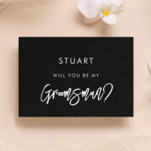 Moderne, moderne Schwarze Trauzeuge-Angebotskarte