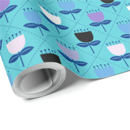 Moderne Moderne Tulip - Blau Geschenkpapier